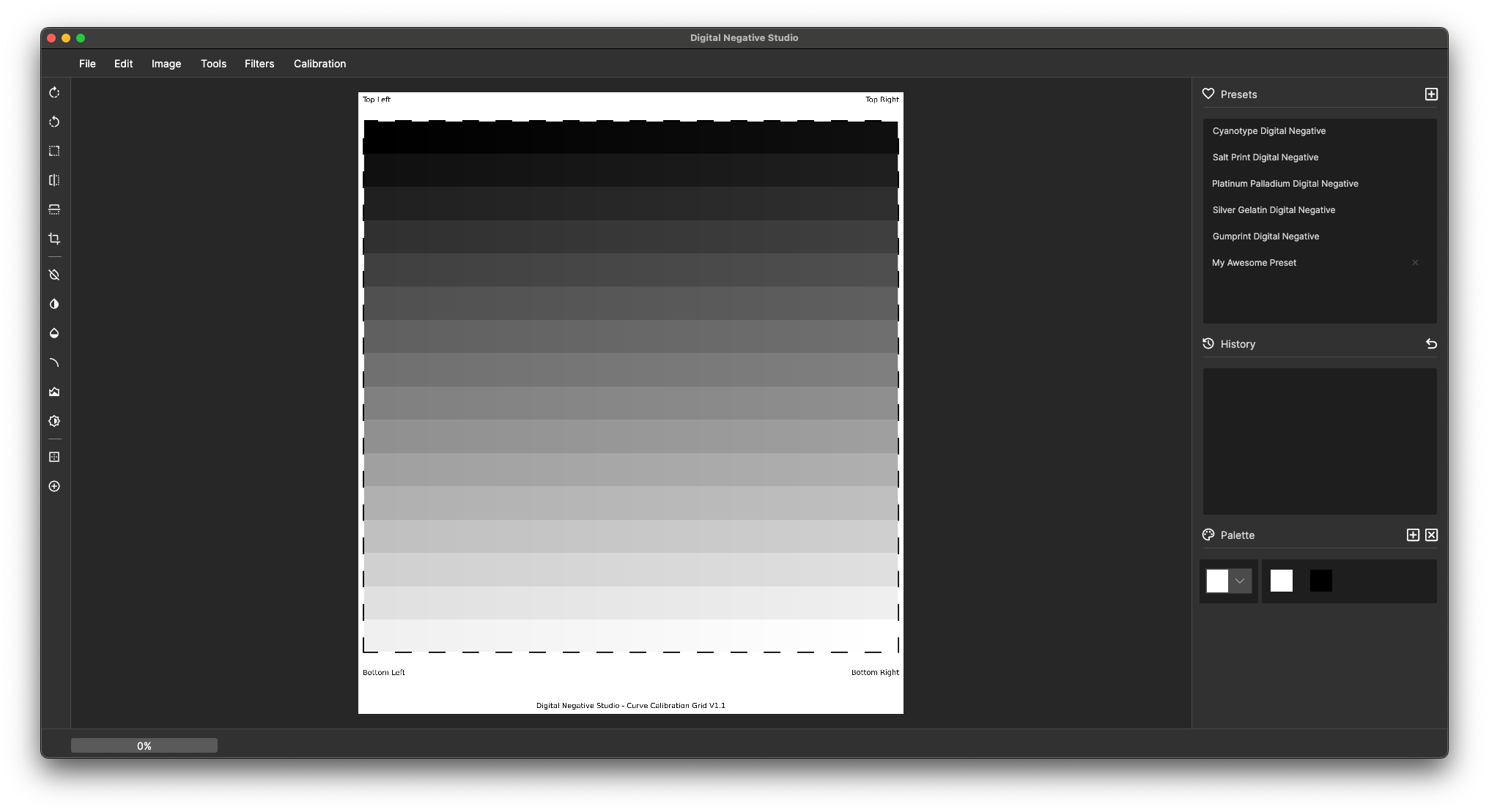 Opening the curve calibration grid